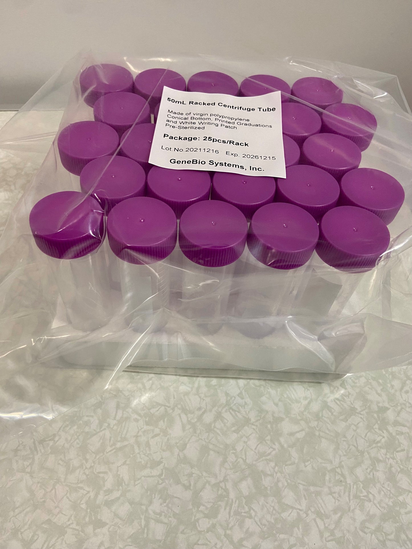 50mL Conical Centrifuge Tubes - Rack Package