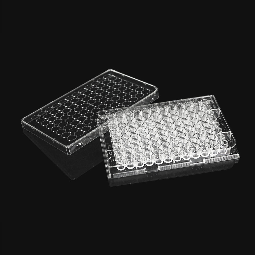 96-well clear flat bottom ultra-low attachment plates, individually wrapped, sterile, skin packing