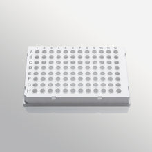 Load image into Gallery viewer, 0.1mL 96 well PCR plate, full skirt, white plate, clear tube
