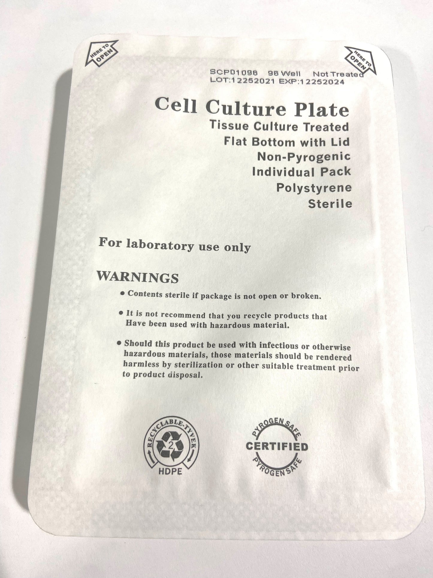 96-well Cell Culture Plate, Flat-Bottom, Non-treated