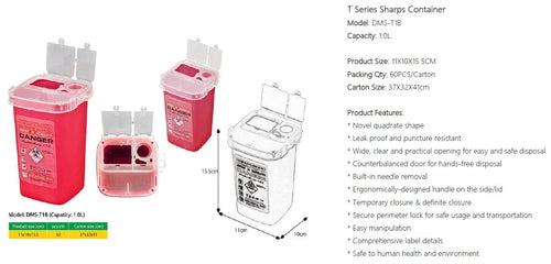 Sharps container biohazardous waste disposal -1L