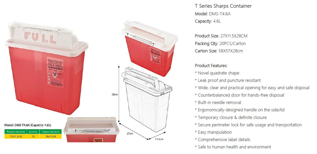 Sharps container biohazardous waste disposal -1L