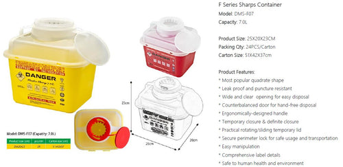 Sharps container biohazardous waste disposal -7L