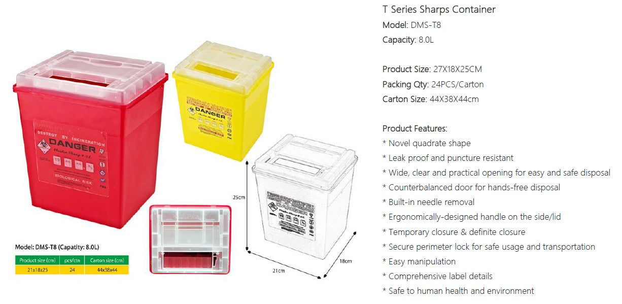 Sharps container biohazardous waste disposal -8L