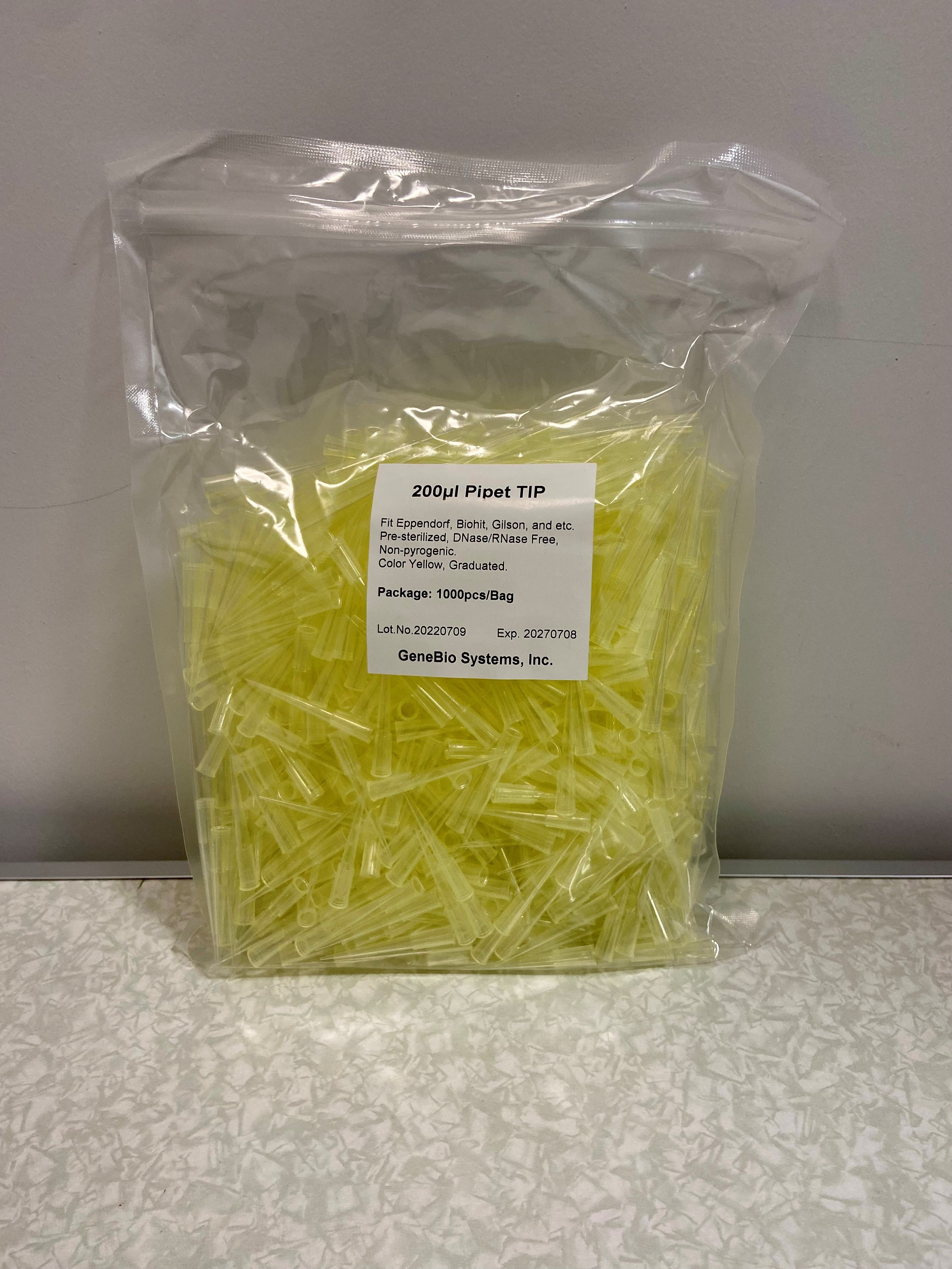 Non-Filtered Pipette Tips in Bulk-Bagged - Yellow or Blue – GeneBio