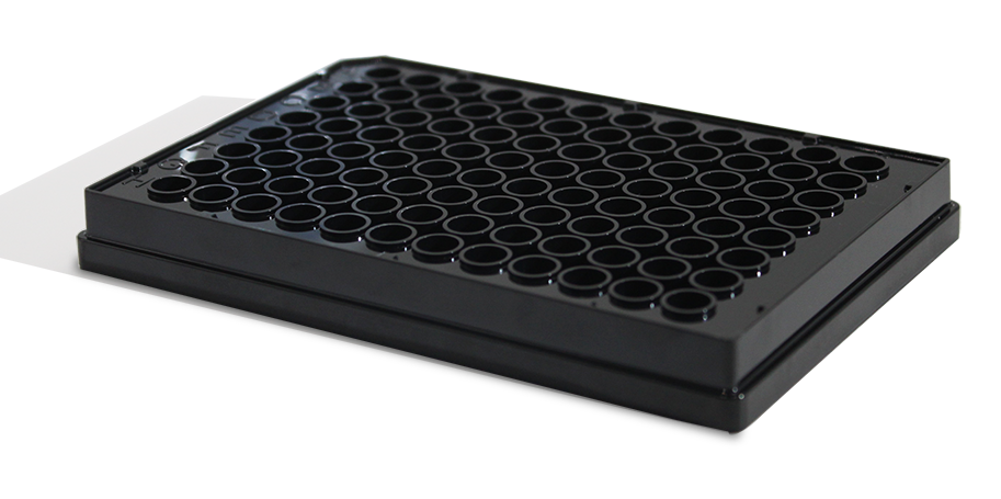 Assay Microplate, undetachable, black plate with black bottom, 96 well